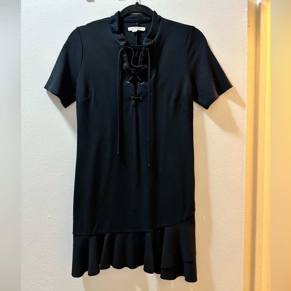 Avec Les Filles Black Lace-Up Mini Dress